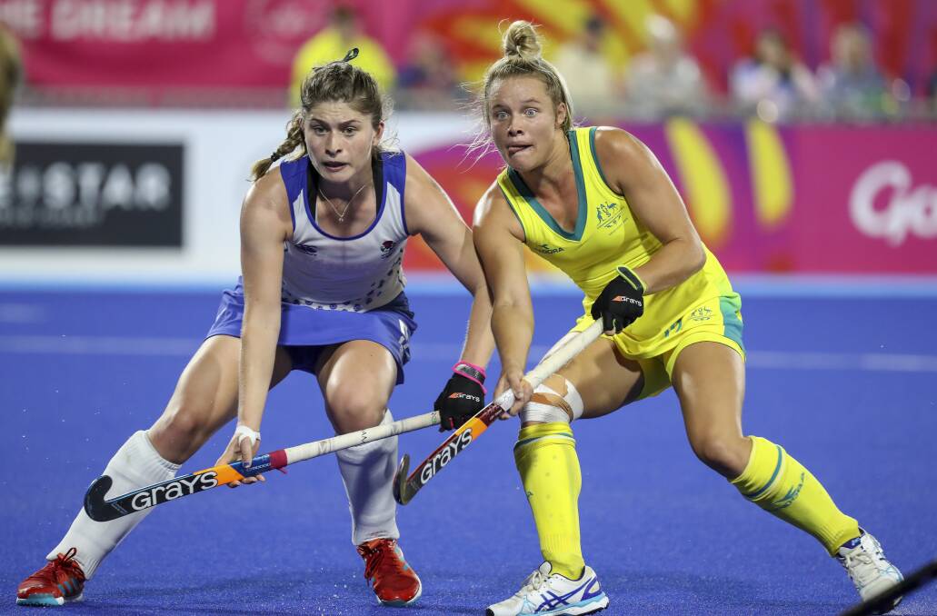 PROUD EFFORT: Warrnambool's Madi Ratcliffe won a silver medal with the Hockeyroos on Saturday. Picture: Grant Treeby/Hockey Australia