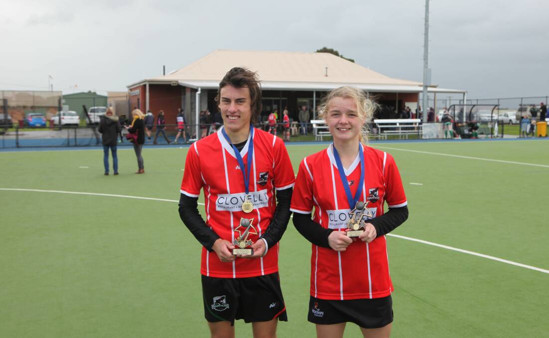 Young stars: Shane Blignaut and Ava Sharman were named as the best male and female player of the under 16 grand final. Picture: Nick Brown