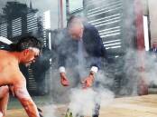 Prime Minister Anthony Albanese attend a smoking ceremony in Wonnarua country, Muswellbrook. Picture by Peter Lorimer