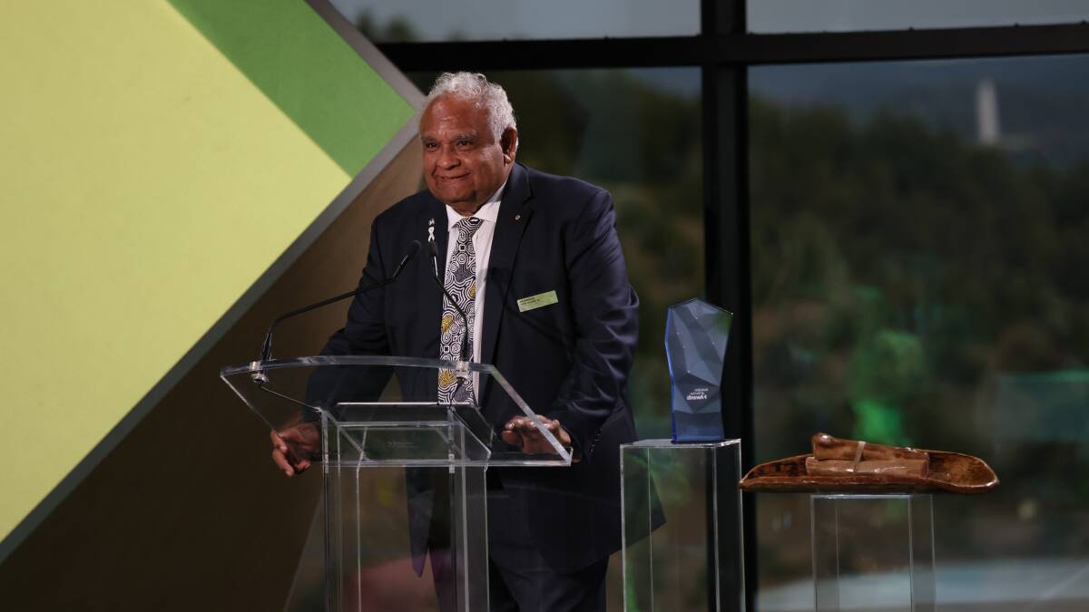 Professor Tom Calma called out people spreading misinformation about the Voice to Parliament as he accepted the Senior Austraian of the Year award. Picture by James Croucher