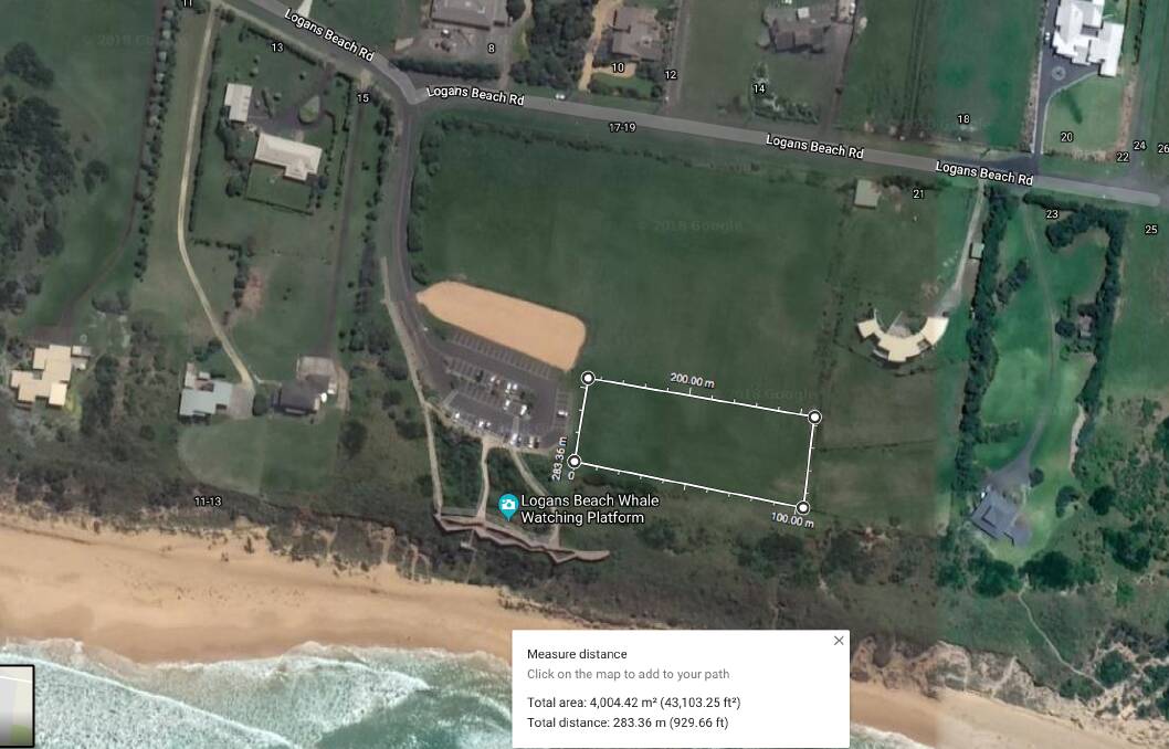 The proposed site for Mrs Cherrett's Whale statue and nature-based playground.