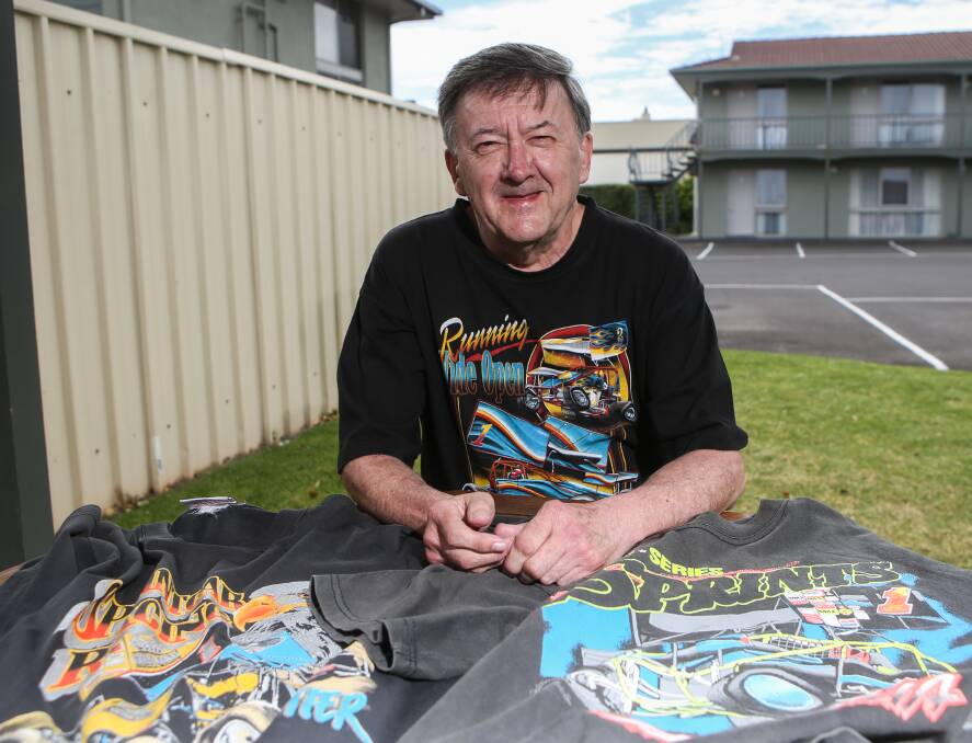 True colours: Ringwood's Noel Moran adds to his T-shirt collection each year.