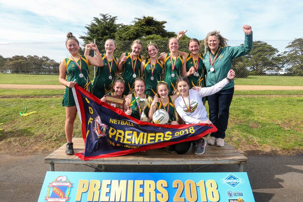 Grinners: Old Collegians premiers in 2018 WDFNL 15 and under grand final. Picture: Christine Ansorge