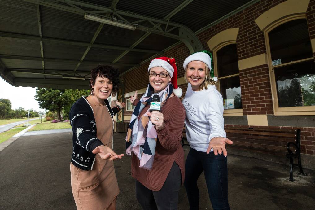Jingle bells: Amanda Sheehan, Barbara Brooks and Adele MacDonald are excited about the upcoming Koroit Carols by the Railway. Picture: Christine Ansorge