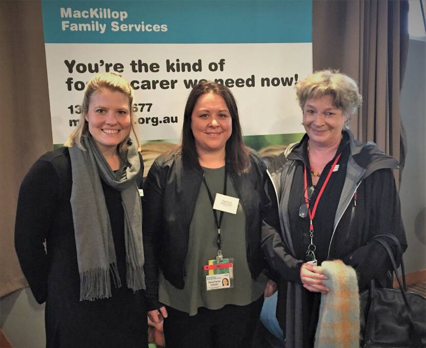 Lets Talk: Lifeline's Bess Slater and MacKillop Family Services' Tania Ferris and Peta Caldwell are hoping a united approach will simplify community conversations about suicide. Picture: Rebecca Riddle.