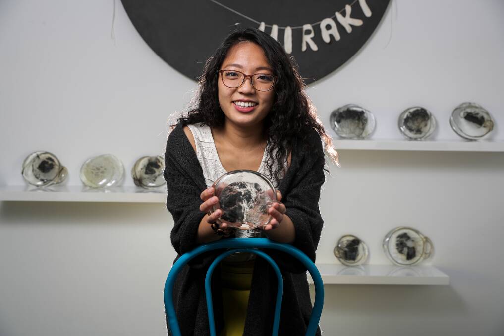 Glass art: Conceptual artist Yumemi Hiraki has found a new temporary home in Warrnambool where she is sharing her heart and her art. Picture: Rob Gunstone