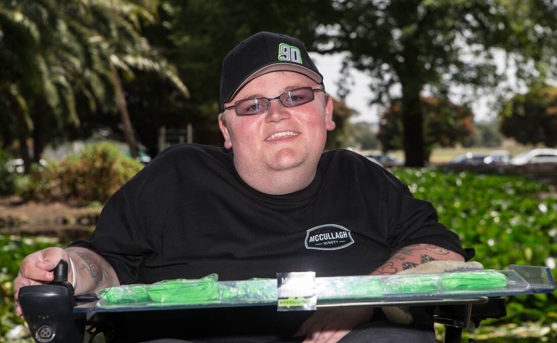 Going green: Muscular Dystrophy Awareness Warrnambool campaigner Chris Gillin is hoping to attract a crowd this Sunday as he hosts a walk along the Warrnambool foreshore.
