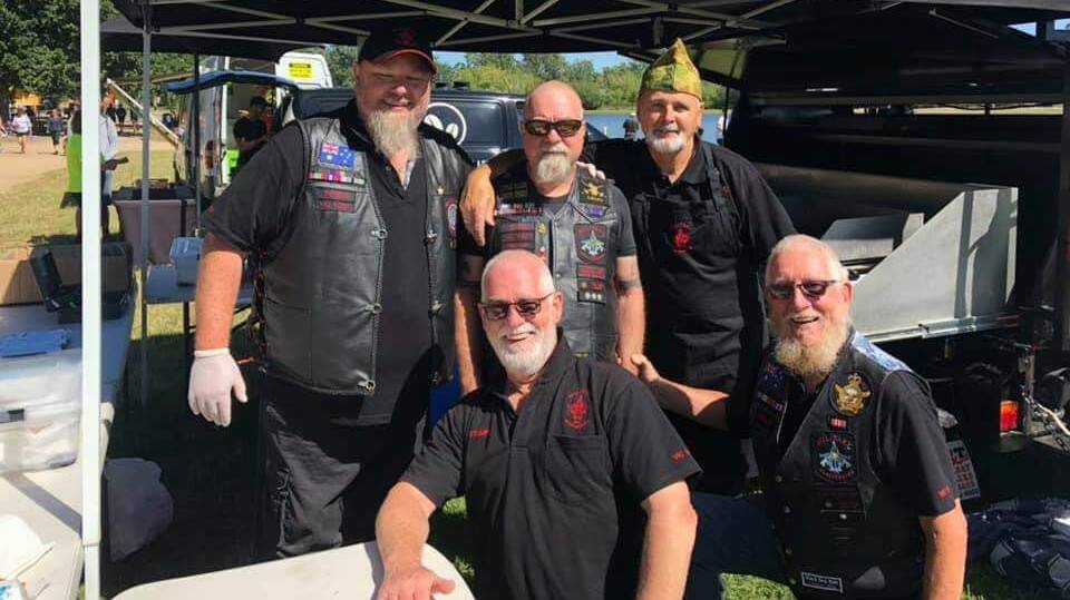 Welcome: Military Brotherhood Military Motorcycle Club members Ferris, Sven, Cozza, Stumpy and Kermit are encouraging all veterans to a free event including a barbecue and cannon firing at Flagstaff Hill on Saturday.