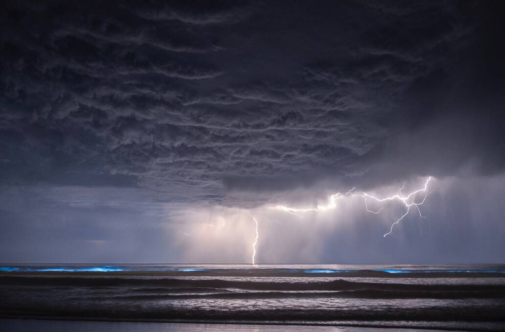 Wonder: Warrnambool photographer Josh Beames will have his photograph feature on the Bureau of Meteorology's social media page after winning with his picture of a November storm in Lorne. Picture: Josh Beames.