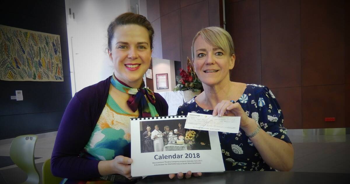 Support: Warrnambool Theatre Company's Ailiche Goddard-Clegg was thrilled to present South West Healthcare's Suzan Morey with the start of a community fundraiser.