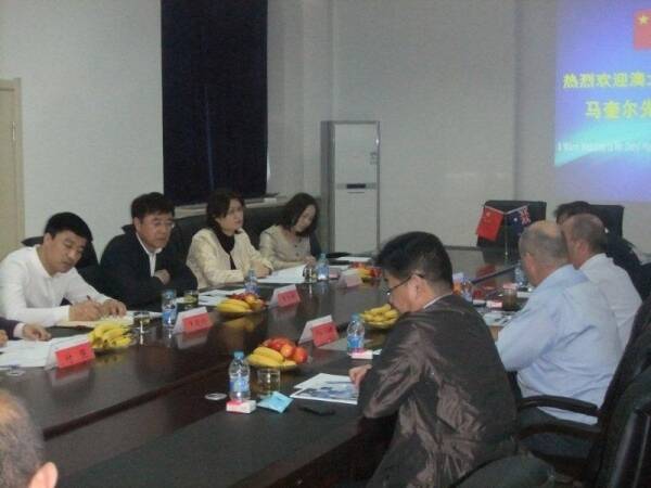 CHINA TRIP: Phillip Elliott in a meeting at China's Shenyang University arranged through a business that sought commissions and fees from Chinese businesses. 