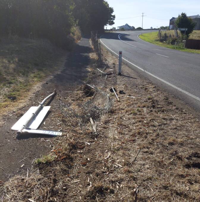 Crash: The section of fence wiped out by a truck this week at Woodford.