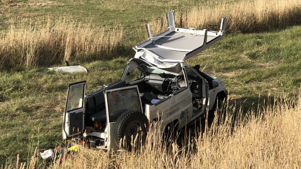 Wrecked: One of the vehicles after the crash at Allansford.