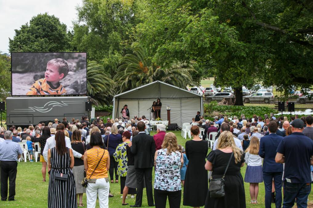 More than 500 people attended Darcy Membrey's funeral at Warrnambool Botanic Gardens on Tuesday. Picture: Rob Gunstone