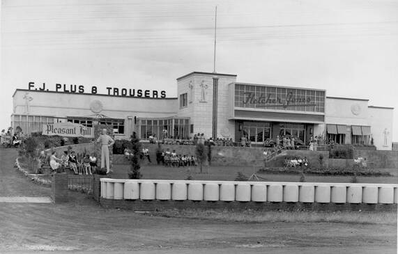 Through the ages: This picture was taken in 1948 of the Warrnambool factory and The Plus 8 Man.