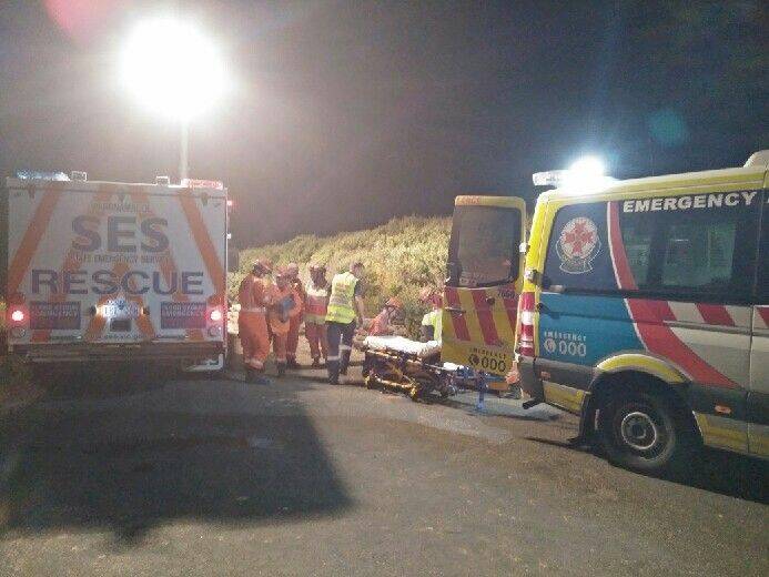 Rescued: A teenager was taken to hospital after her leg was wedged in rocks at Warrnambool's Point Ritchie.