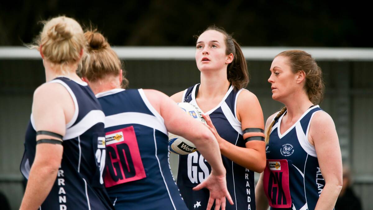 ON TARGET: Nirranda's Sophie Adams shot 35 goals in the Blues' big win. Picture: Chris Doheny