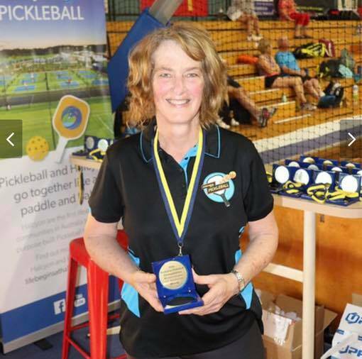 CHAMPION: Jan Barkla poses with her national pickleball title medal.