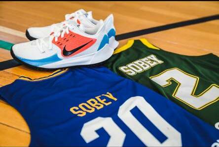 GOOD CAUSE: Warrnambool export Nathan Sobey has donated two jerseys, a pair of Nike shoes and a number of other prizes to help his fundraising efforts.