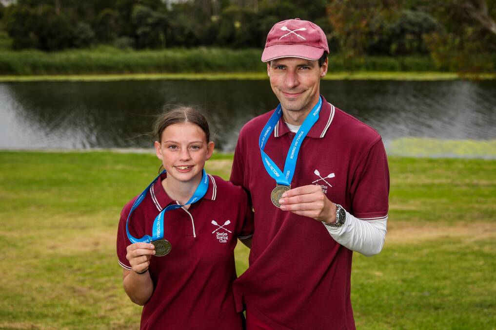 GOLD: Aaron Skinner and Emily O'Toole won medals at the Victorian Rowing Regatta. Picture: Morgan Hancock