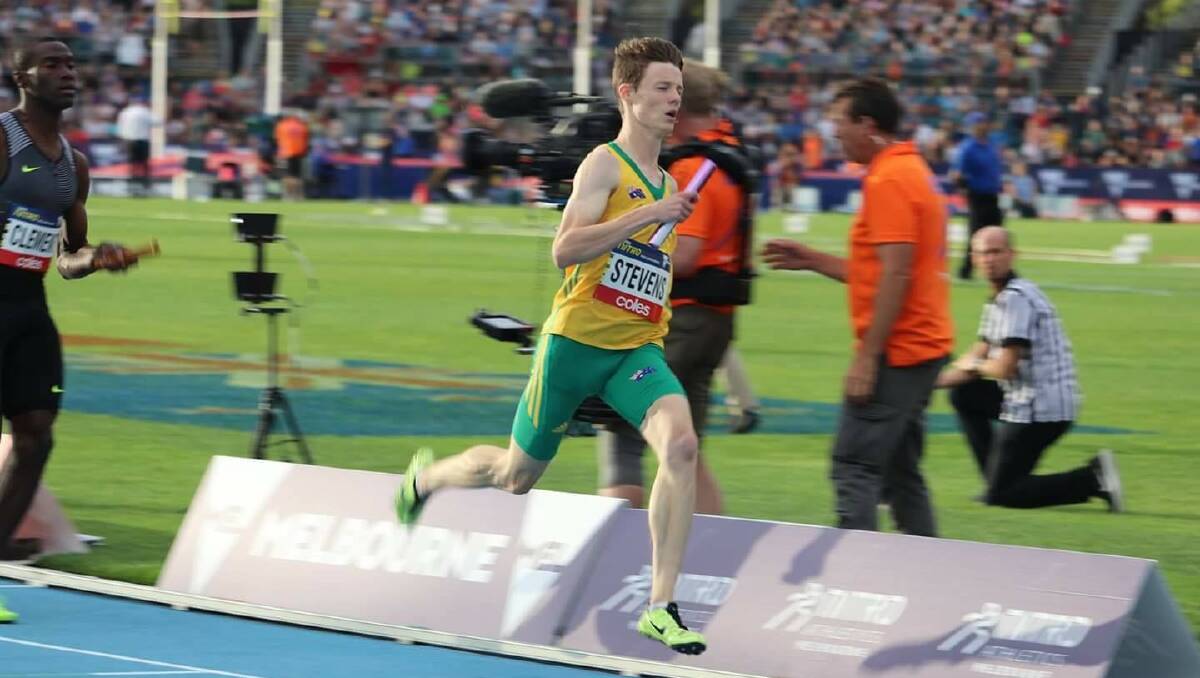 BUILDING UP SPEED: Luke Stevens, pictured here at the Nitro Athletics in 2017, will return to Warrnambool this weekend.