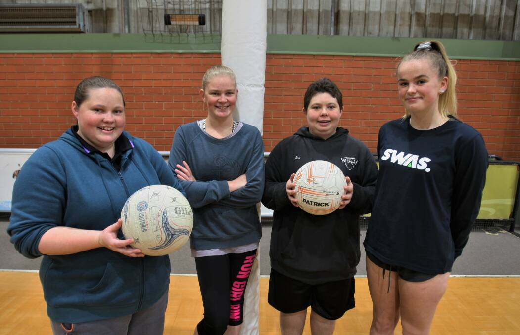 TEAM VIC: Rebecca Bradford, Sky Grace, Ashlee Bradford and Caytlyn Sharp have been selected in Netball Victoria squad for the Marie Little OAM Shield. Picture: Sean Hardeman