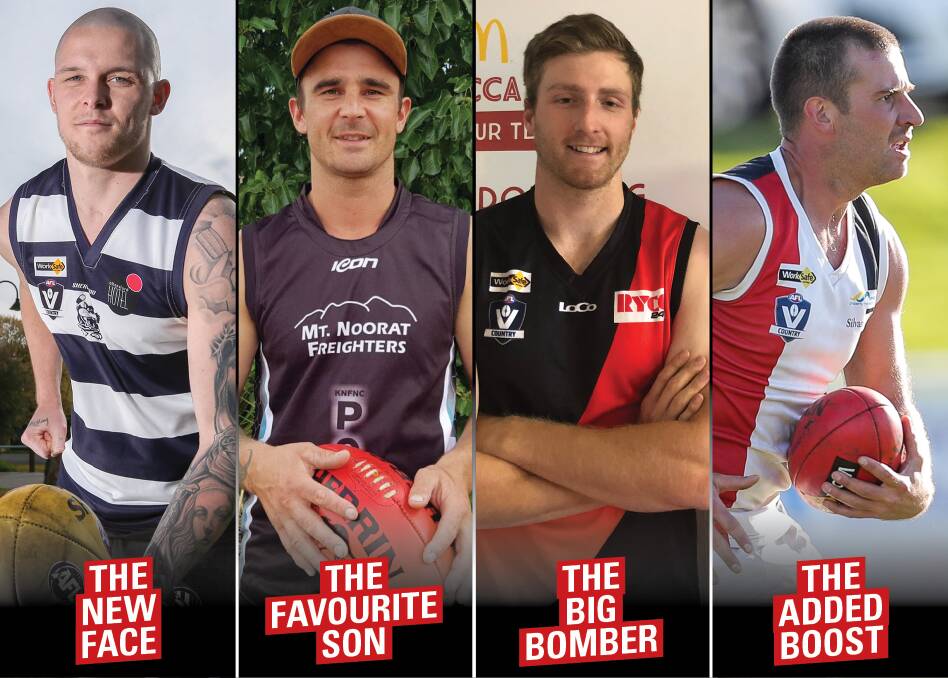 PUMPED: (left to right) Allansford's Dylan Cross, Kolora-Noorat's Ben Johnson, East Warrnambool's James Richards and Merrivale's Todd McLean are ready for another season. Pictures: Michael Chambers, Morgan Hancock