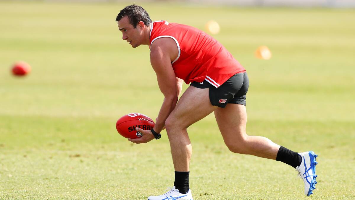 NEW COLOURS: Lewis Taylor training with Sydney during the pre-season. Picture: Sydney Swans