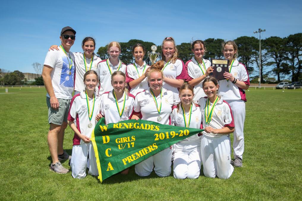 VICTORS: Nestles under 17 girls side celebrate their Warrnambool and District Cricket Association victory over Allansford on Sunday. Picture: Morgan Hancock