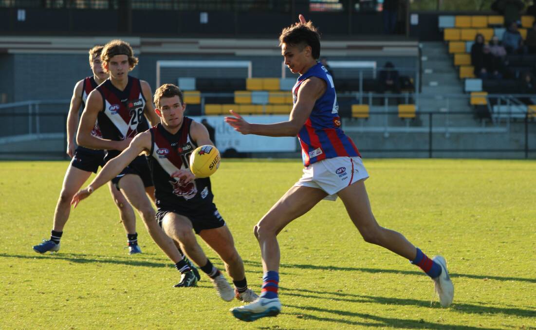 GOAL-KICKER: Jamarra Ugle-Hagan has been kicking goals on and and off the field in his first season with the Oakleigh Chargers in the NAB League. Picture: Tim Choveaux