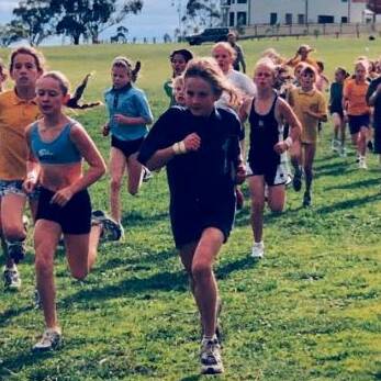 BACK IN THE DAY: Brown running in the zone cross country championship in 2003, when she was 11. Athletics was her first choice of sport.