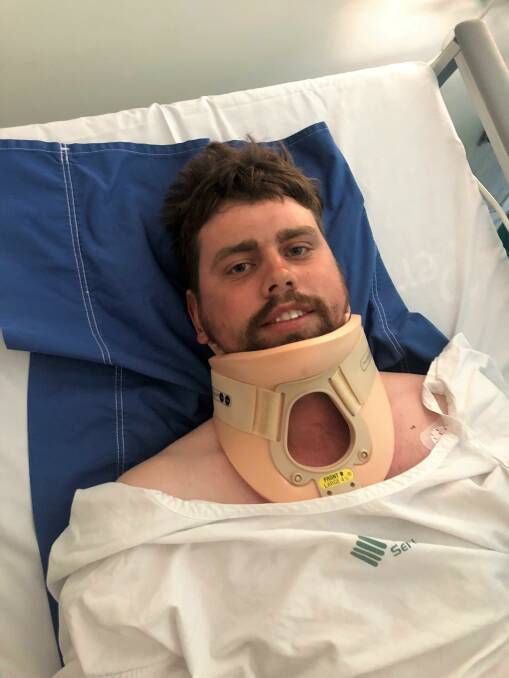 ON THE MEND: Matt Symons is in good spirits after a night in the Alfred Hospital.