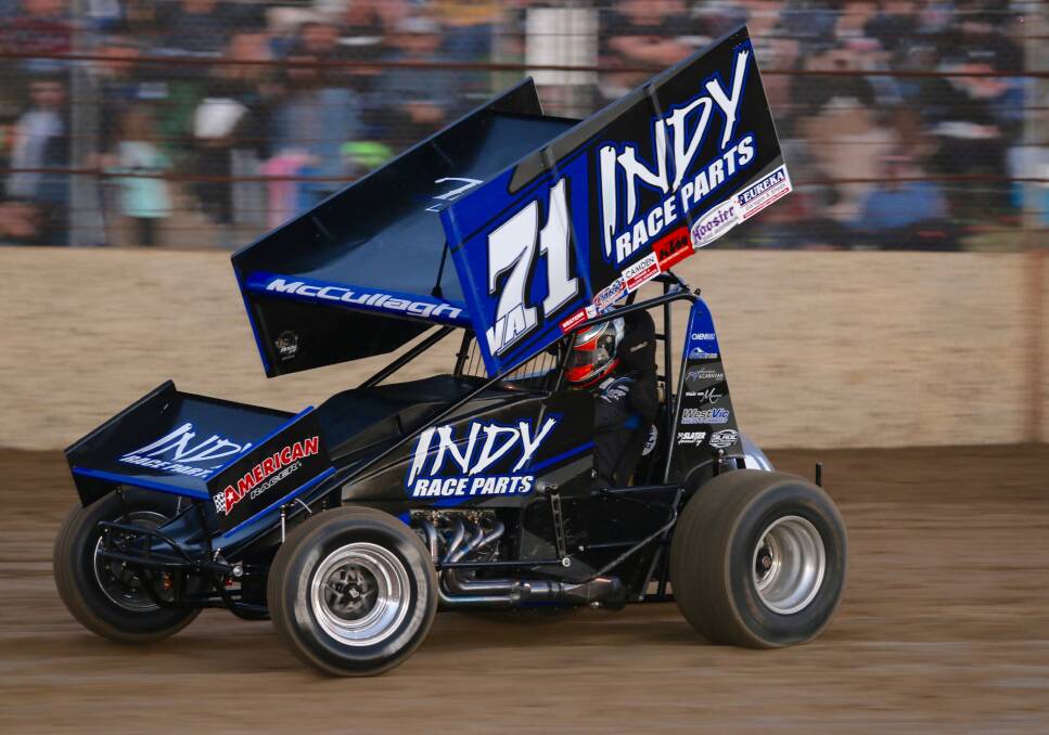 NEW WHEELS: Corey McCullagh drives in round one of the Victorian sprintcar series at Avalon. Picture: Robert Lake