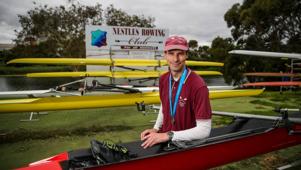 TOP FORM: Aaron Skinner added a ninth state title to his haul of rowing medals. Picture: Morgan Hancock