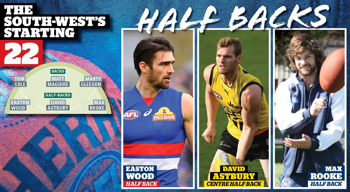 TOUGH TRIO: Easton Wood, David Astbury and Max Rooke make up the half-back line in the region's best side. Pictures: Adam Trafford, Getty Images