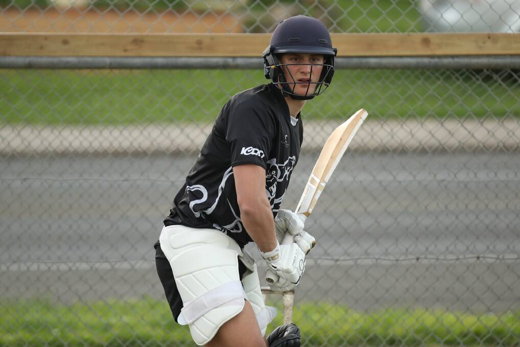 WAITING GAME: West Warrnambool's Fletcher Cozens works on his craft in the nets last week. Players are currently only allowed to train. Picture: Morgan Hancock