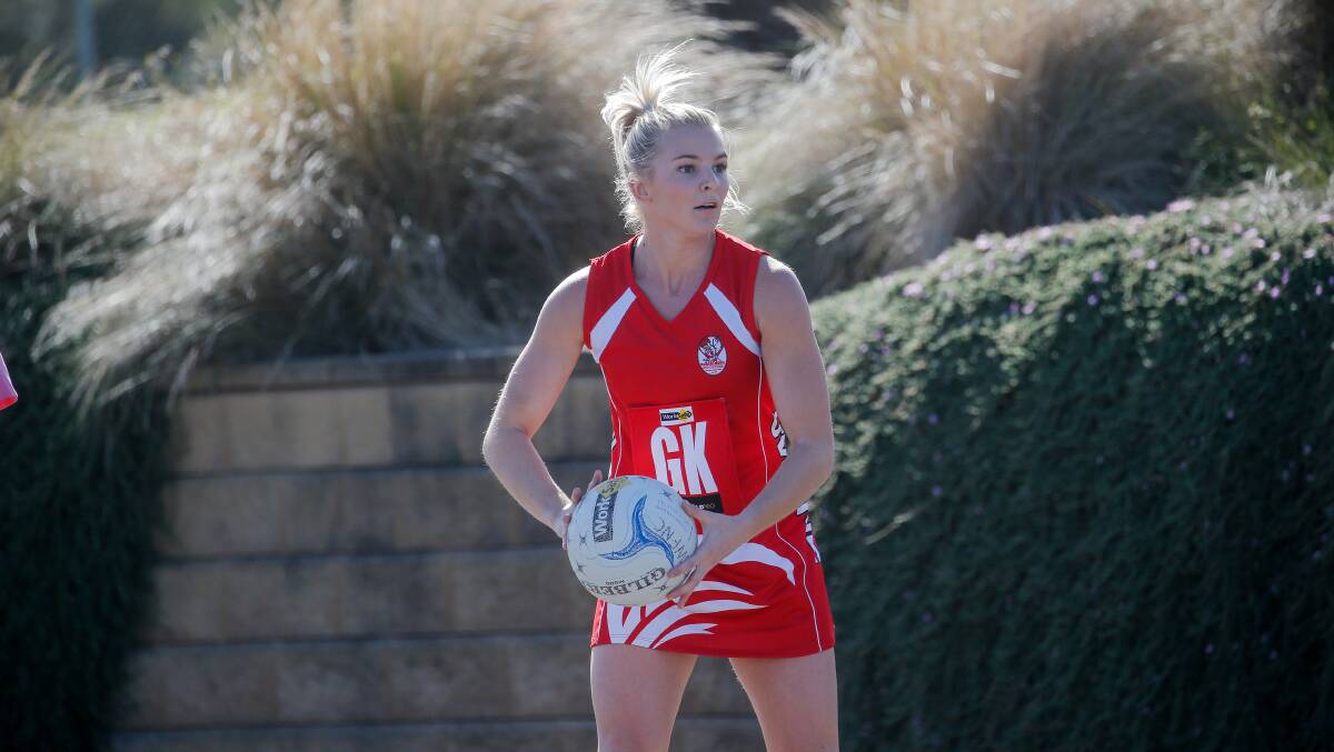 TOP FORM: South Warrnambool's Carly Watson was best on court in the six-goal victory. She played a key role in shutting down Warrnambool star Amy Wormald. Picture: Anthony Brady