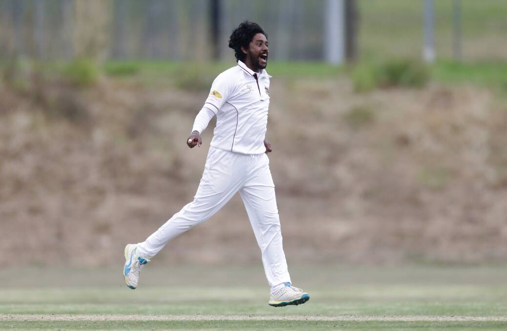 DEPARTED: Lahiru Fernando celebrates a wicket. He will not play for Pomborneit this season.