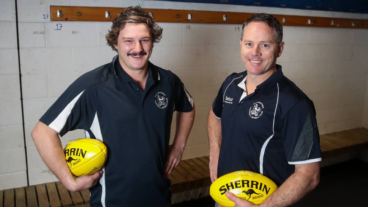 TEAM: New Allansford coach Ben Harding (left) with assistant coach Tim Nowell. Picture: Morgan Hancock