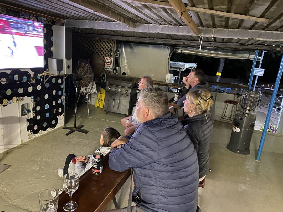 TAKE OVER: Kerrie Sobey said she watched her son's bronze medal match with husband Peter, friends Russell and Pauline Nicholas and siblings-in-law Christine and Mark Jones in the camp kitchen at Claireview Caravan Park.