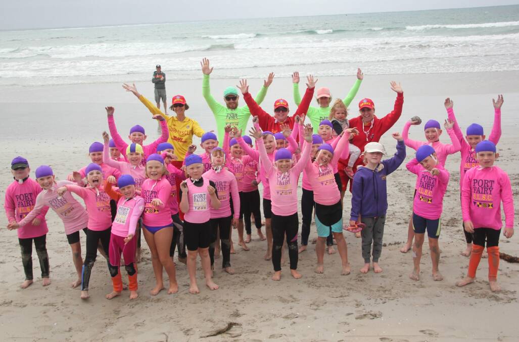 SUMMER FUN: Members of the Port Fairy Surf Lifesaving Club's nipper program pose for a photo.