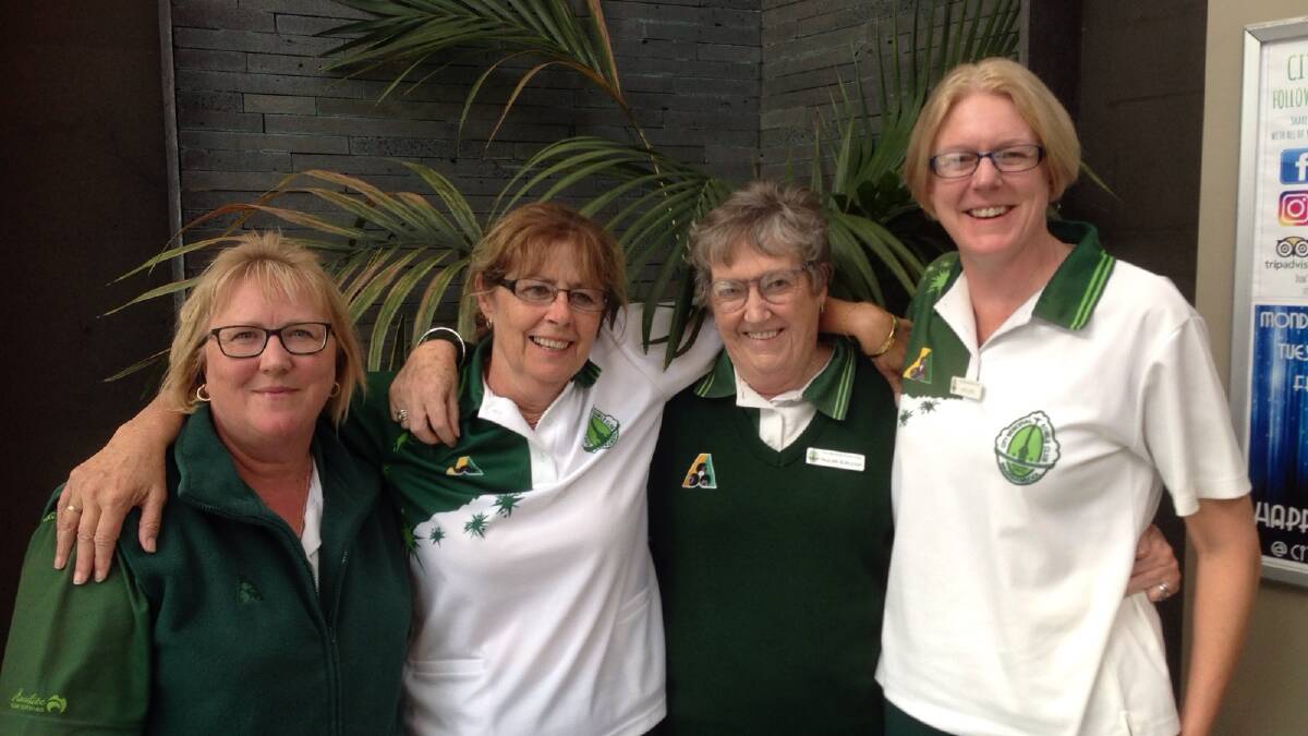 TEAM: Julie Dosser, Moira Cooknell, Pauline Burleigh and Kate Lloyd after their victory on Sunday. Picture: City Memorial Bowls Club