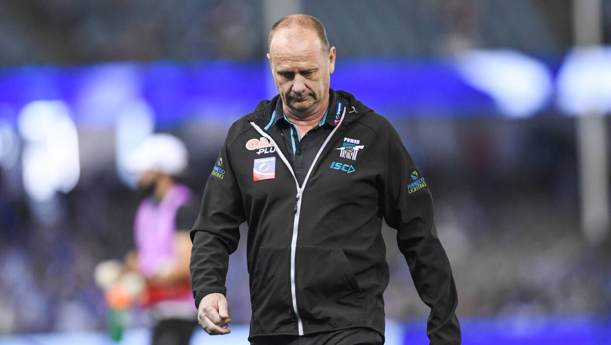 TOUGH: Ken Hinkley demands respect from his playing group and uses that to inspire them. Picture: Morgan Hancock