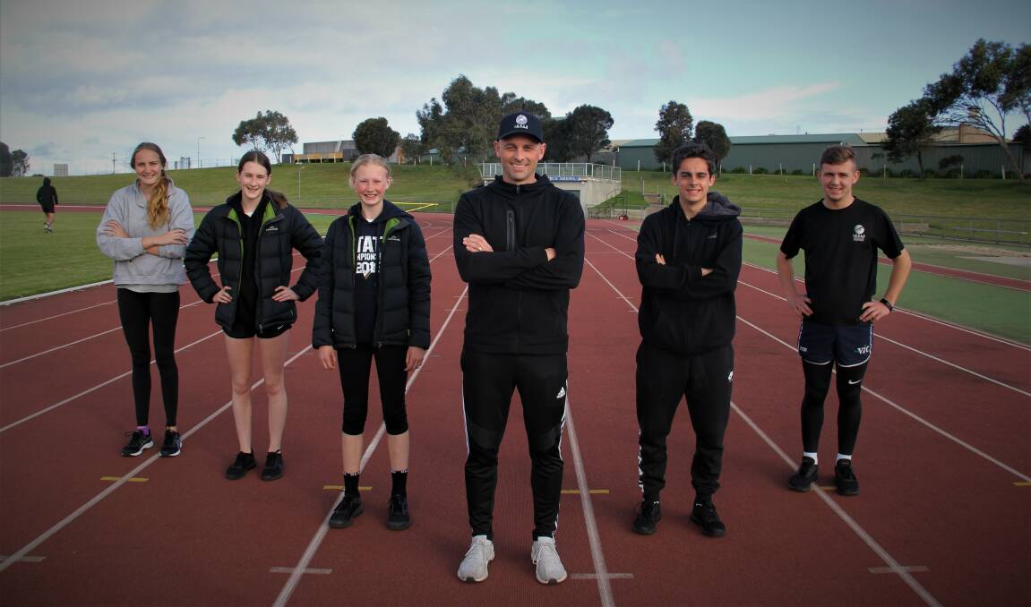 STARTING QUICK: Anna Prendeville, Grace Carter, Hilary Hannagan, president Jeremy Dixon, Aaron Benson and Jesse Suter are members of the new Athletics South West. Picture: Sean Hardeman
