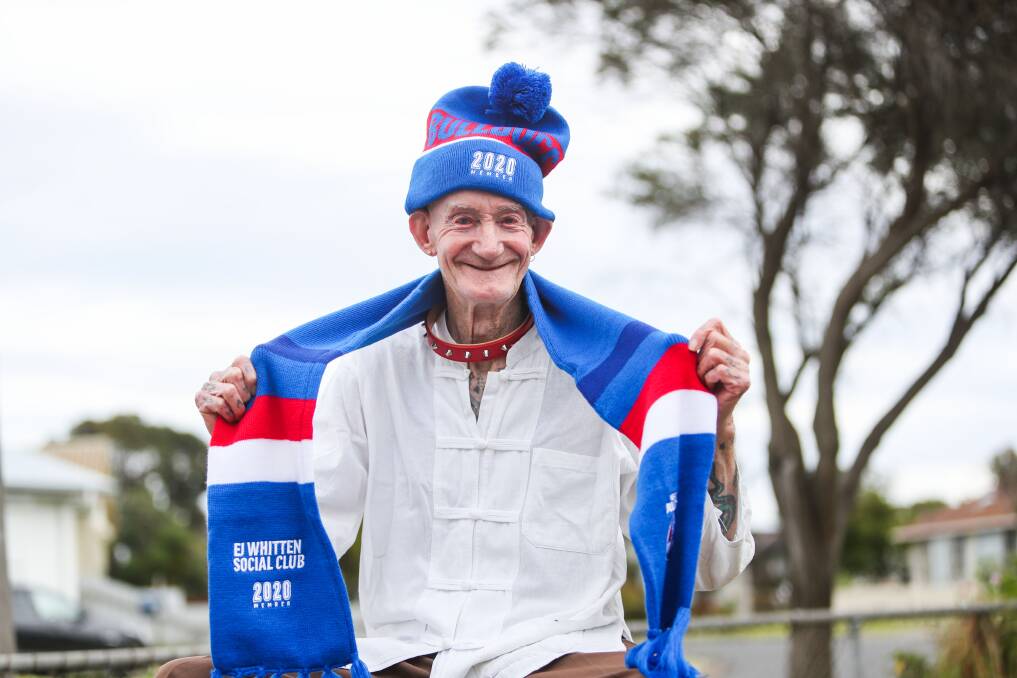 THROUGH AND THROUGH: Iconic Western Bulldogs supporter Garry Hincks pictured in 2020. He passed away on Thursday morning. Picture: Morgan Hancock