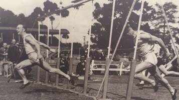 CELEBRATION: Roy Northeast crosses the line in 1929. Terang Athletics Club will celebrate the 90th anniversary of his win on Sunday.