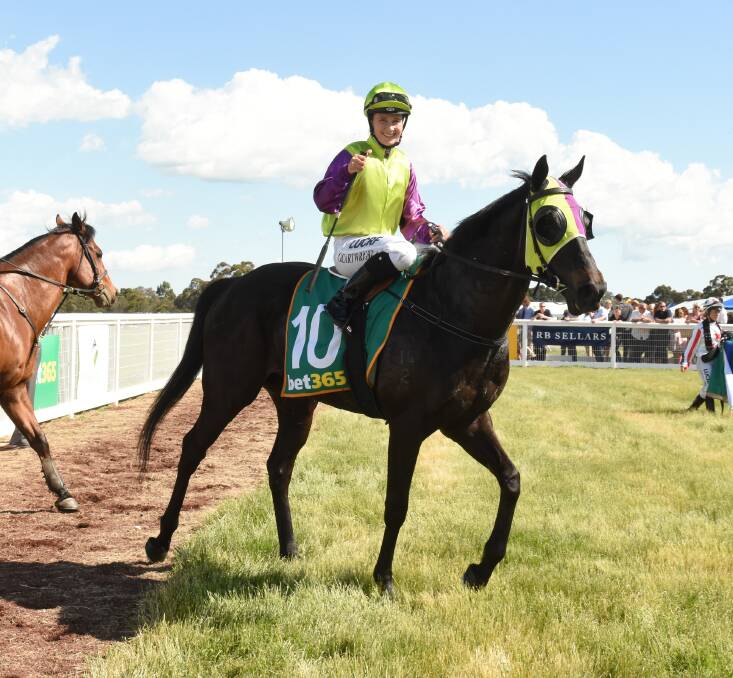 DYNAMIC TEAM: Georgina Cartwright will again ride Unrealistic in the Dunkeld Cup with their last ride at the iconic event resulting in a win in 2017. Picture: Todd Nicholson/Racing Photos