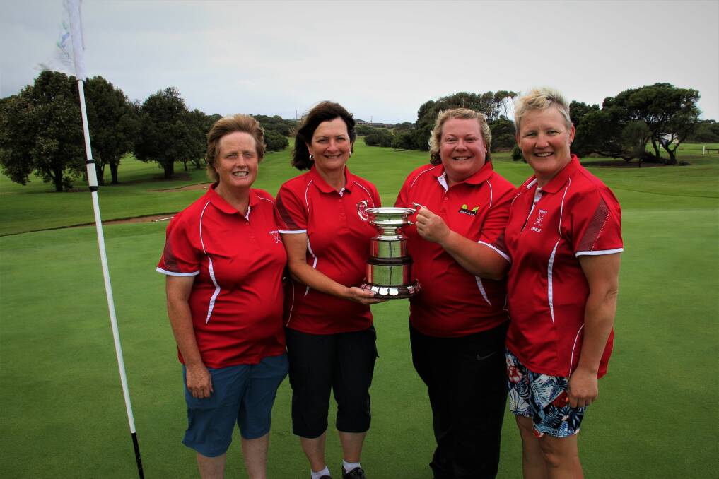 CHAMPIONS: Donna Weller, Karon McKenzie, Mandy Dalton and Michelle Gristede pose with the Marj Robinson Bowl after their win on Tuesday. Picture: Sean Hardeman
