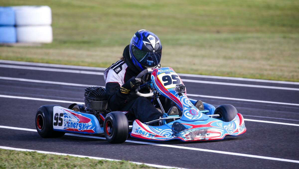 FINAL LAP: Daniel Hookway in action during his final race in a go kart. Picture: Ben Roehlen\Pace Images