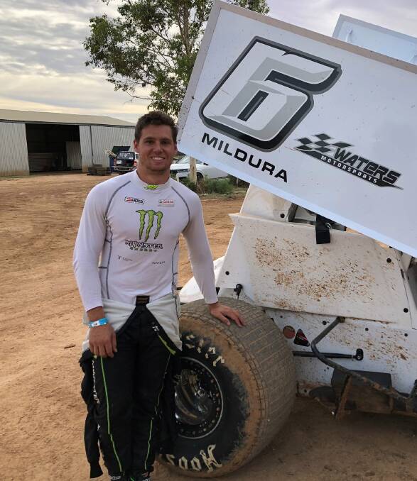 IN THE HOT SEAT: Cam Waters is realising a dream of racing sprintcars. Picture: Cam Waters/Facebook